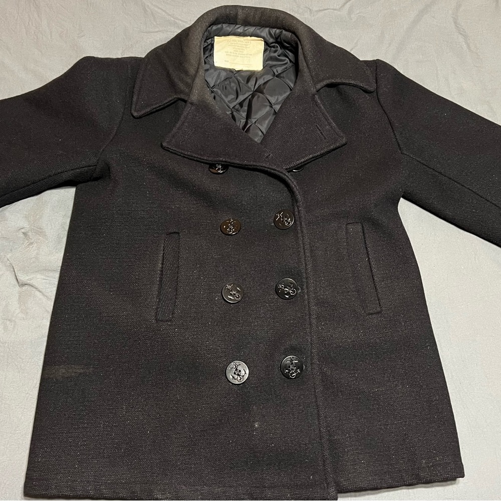 Black Peacoat with Quilted Lining